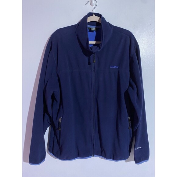 Vtg LL Bean Jacket Men L Blue Zip Fleece Polartec Windbloc Outdoor Traveler - Picture 1 of 13